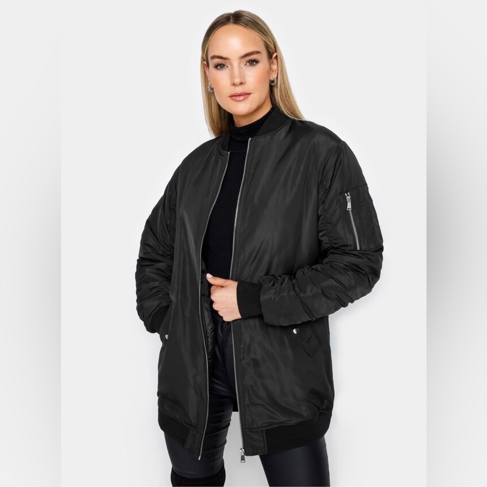 Black Bomber Long Jacket